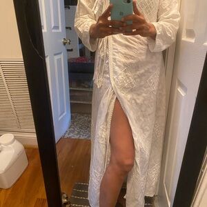 White Embroidered pure cotton Maxi Dress with intricate detail